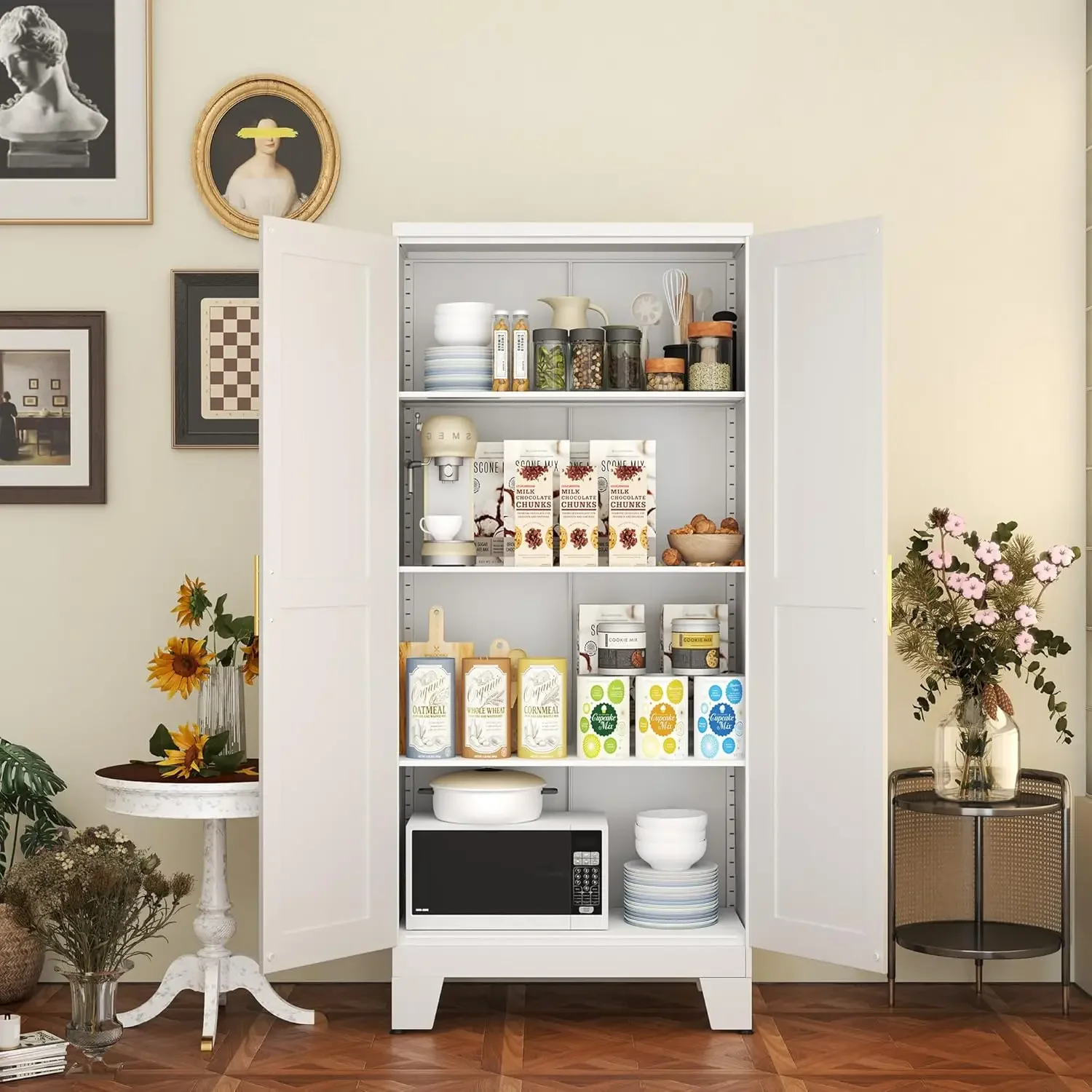 Metal Storage Cabinet, File Cabinet for Home Office, Kitchen Pantry Storage Cabinet