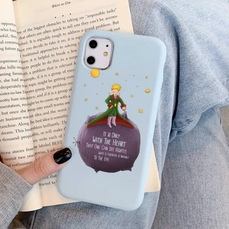 Cartoon The Little Prince fox Phone Case for iPhone 14 11 12 13 Mini Pro Xs Max 8 7 6 6S Plus X XR Solid Candy Color Case