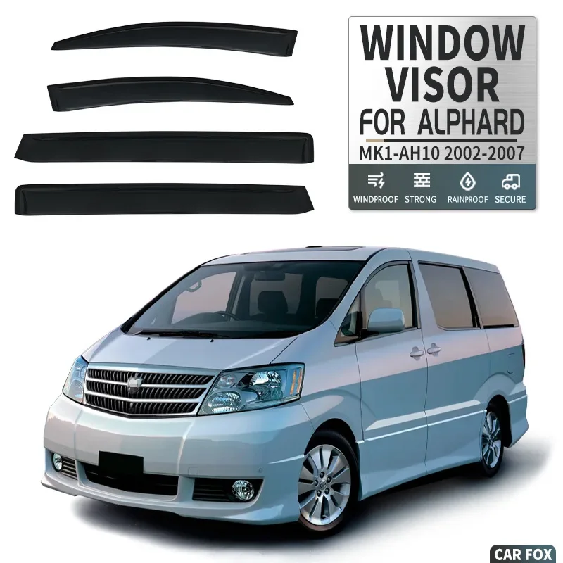 4Pcs Window Visor For Toyota Alphard MK1 AH10 2002-2007 Weathershield Sun Rain Deflector Guard Car Window Deflector