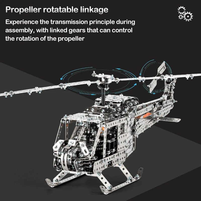 Helicóptero militar grande de alta dificultad, montaje de tornillo y tuerca, bloques de construcción 3D hechos a mano, juguete para niños