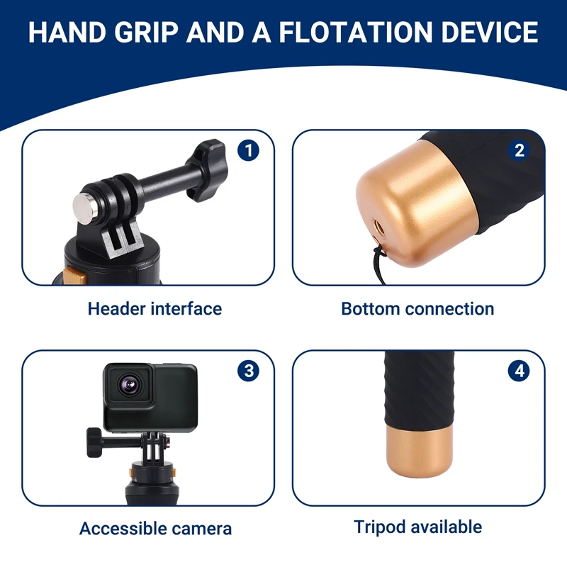 Action Camera Waterproof Floating Hand Grip For Gopro / Insta360 Handle Mount Accessories For Water Sports