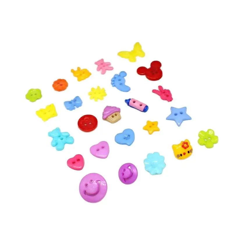 100 pcs/lot Lovely Plastic buttons mix color Cartoon button for Plastic button children's sewing accessories DIY scrapbook