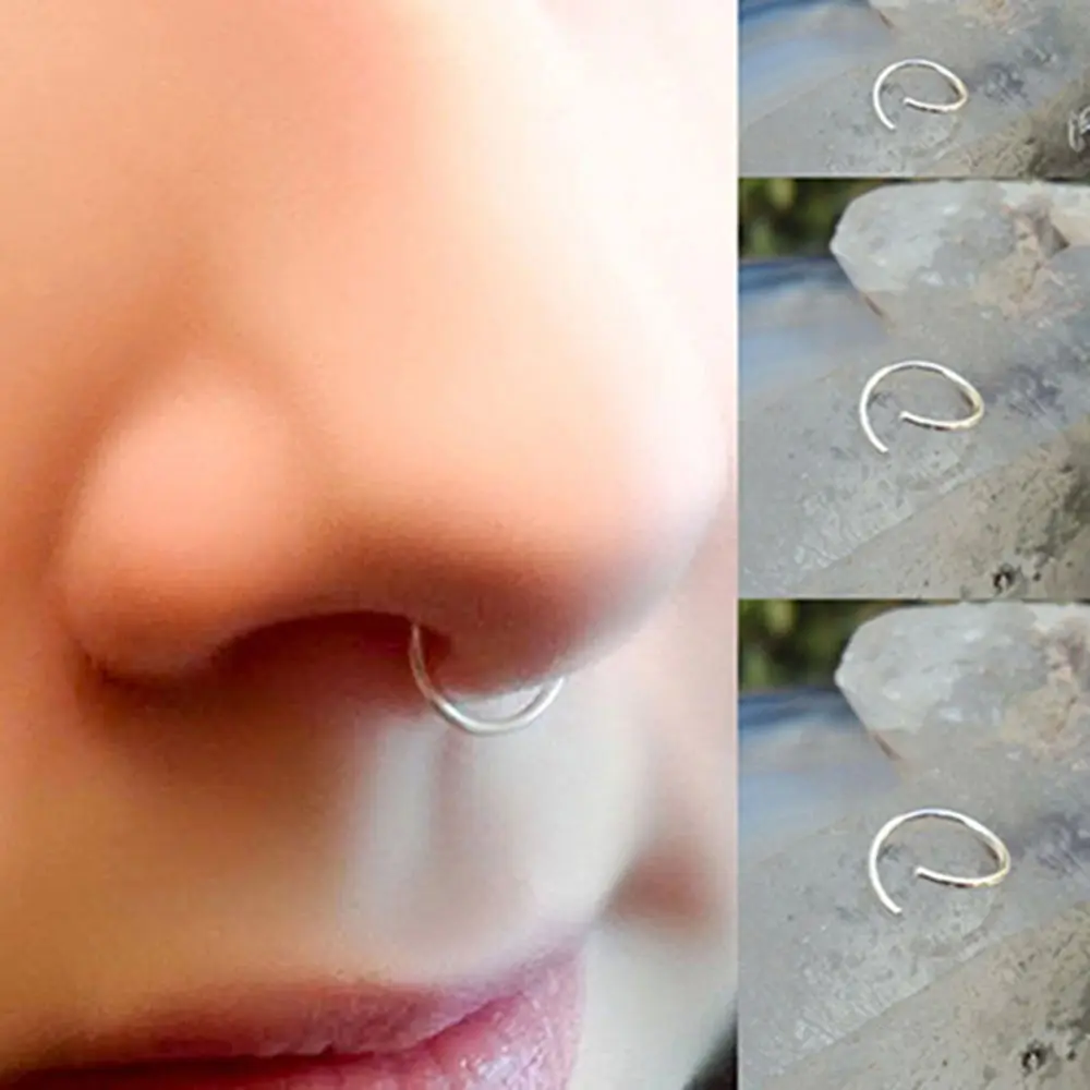 0.8mm Thin Cartilage Small Hoop Ring Earring Body Piercing Lip Stus