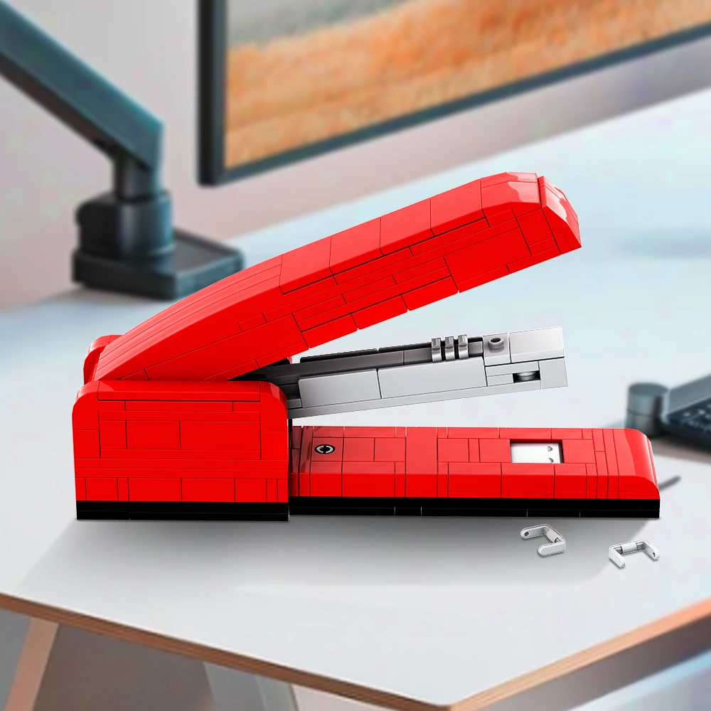 

Moc Red Standard Swingline Stapler Building Blocks Ideal Model Movies Office Space DIY Bricks Sets Student Teacher Day Gift Toy