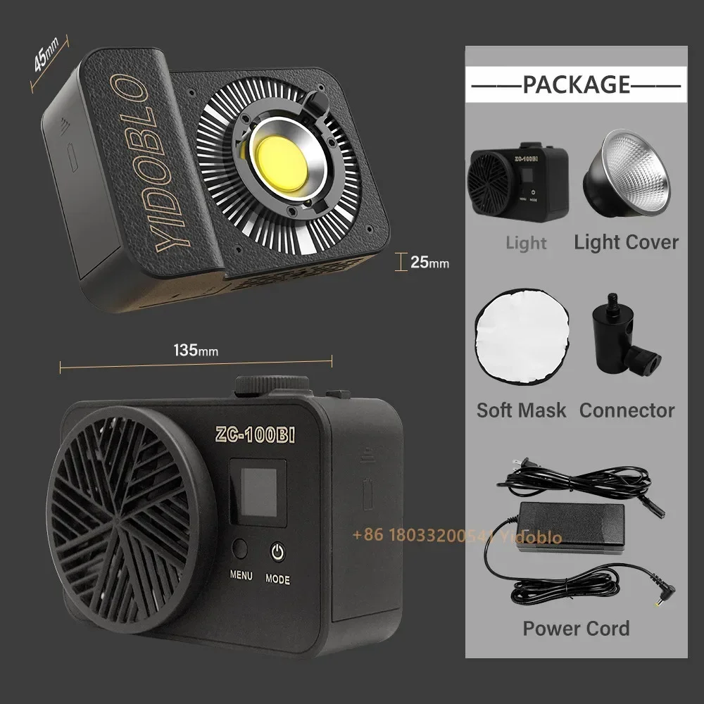 Professional 100W Video LED COB Continuous Light 2700-7500K CRI 95+ Photographic LED Light for Video Shooting Recording ZC-100bi