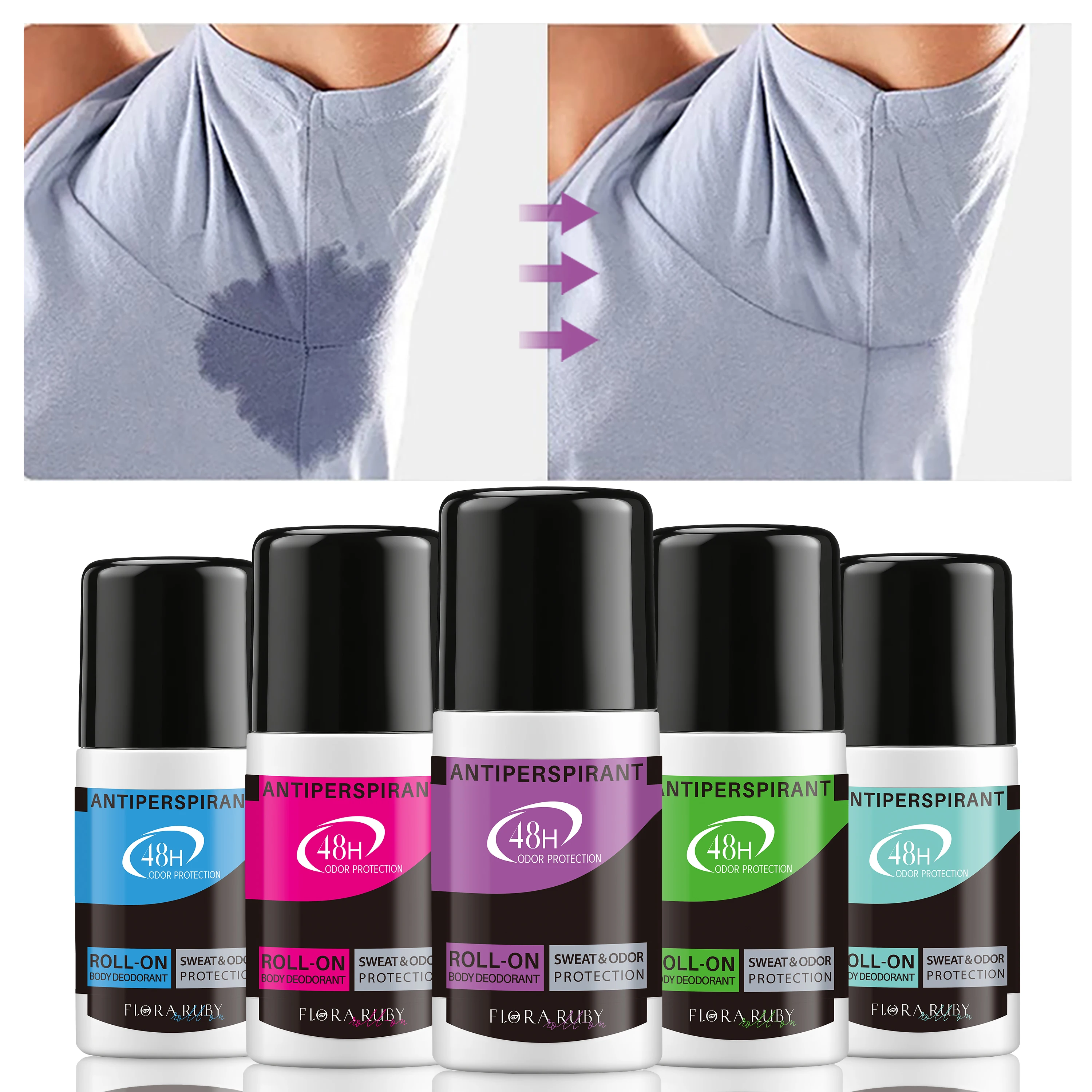 لفة مزيل العرق المضاد للتعرق من فلورا روبي على كل 50 مل/1.69 أونصة كبيرة، حماية خارجية لمدة 48 ساعة، عطر يدوم طويلاً، سهل الحمل #4