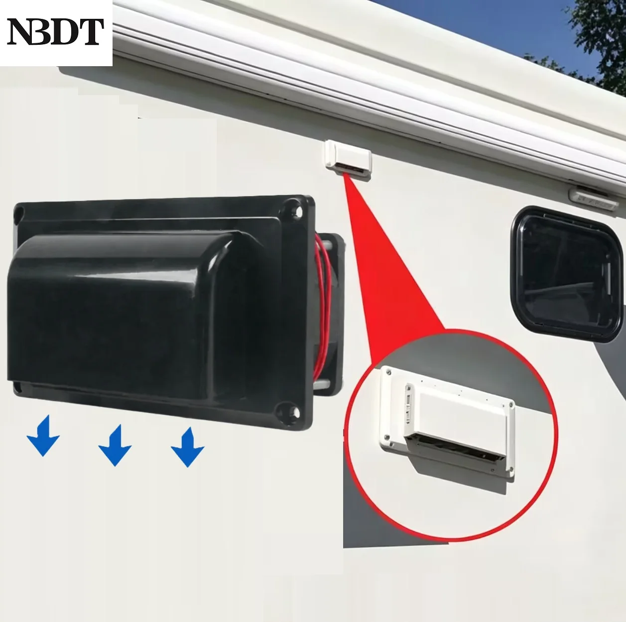 1Pc White Black RV Exterior Side Vent Exhaust Fan For Camper Trailer Boat Marine Yacht, Black