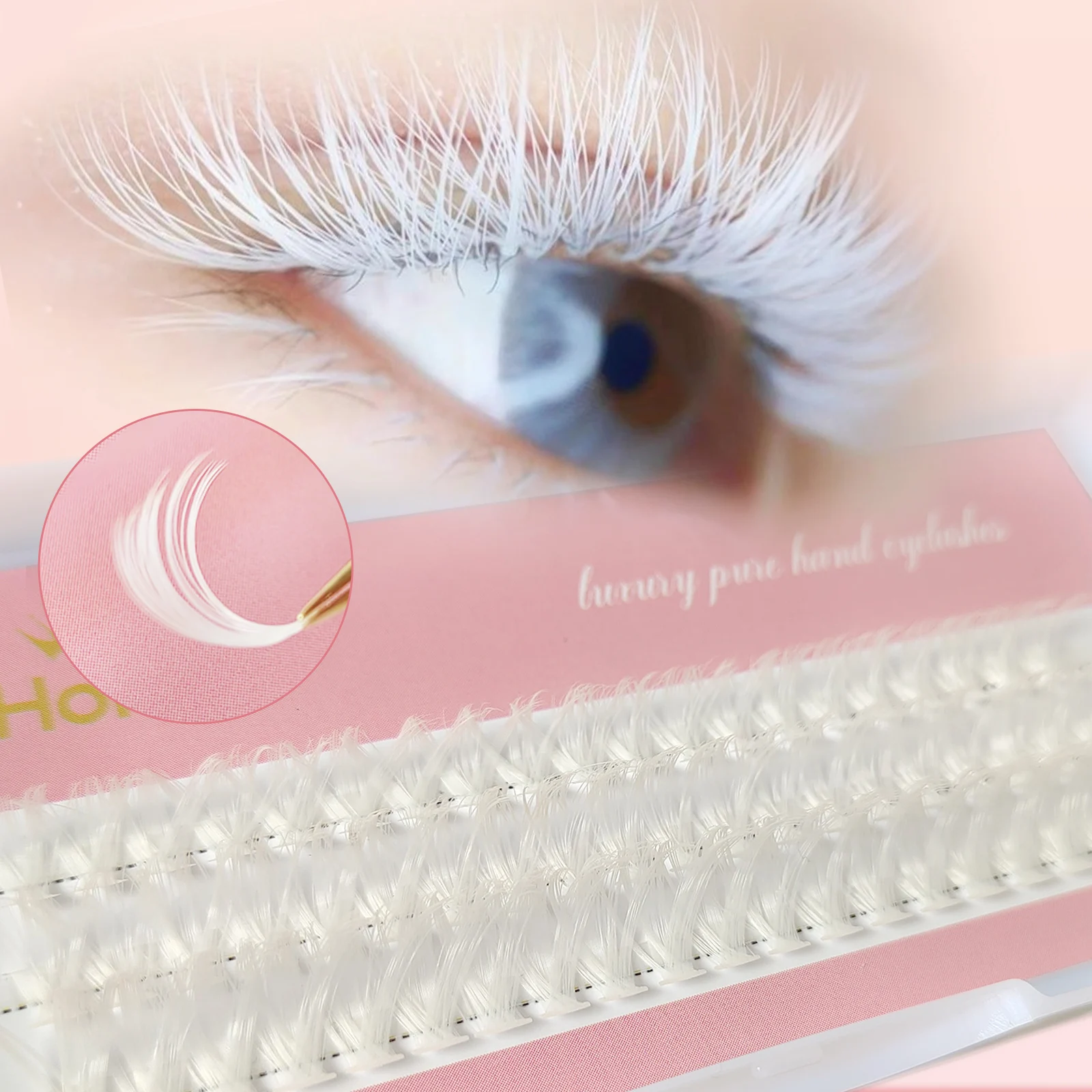 Mel cílios 40d branco cluster cílios quente derreter diy branco puro casamento lash festa maquiagem inverno natal cílios