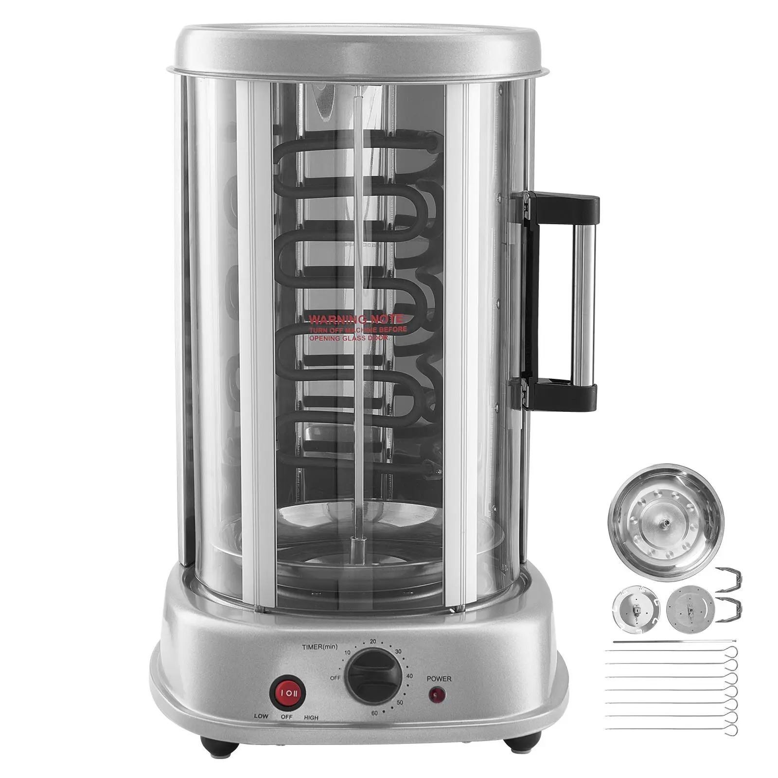 Shawarma Grill Machine, Vertical Chicken Cooker Countertop, Electric Stainless Steel Broiler Gyro Rotisserie Oven Doner Kebab