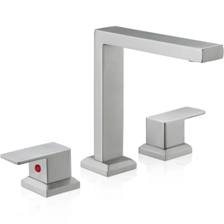 

Roman bathtub faucet set for high-flow applications, solid brass construction, brushed nickel finish, dual-handle deck mount de