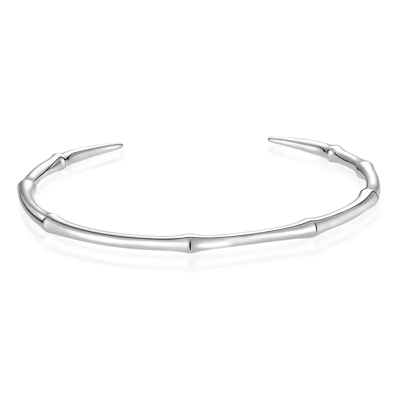 

New Trendy 925 Sterling Silver Bamboo Nodes Bangles Bracelets Cuff Bangle for Women Charm Jewelry Gift