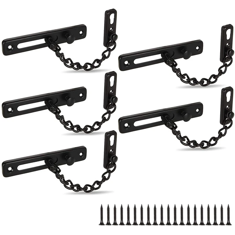 

5 Packs Door Chain Lock Stainless Steel Security Chain Door Guard With Anti-Chain Sliding Bolt Door Latch With Screws