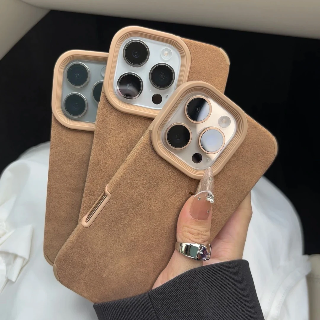 Luxuriöse Brillen-Cool-Puppy Executive Handyhülle aus Faserleder für iPhone 17 13 14 Pro 15 16 Pro Max 11 12 Plus, stoßfest – Detail 2