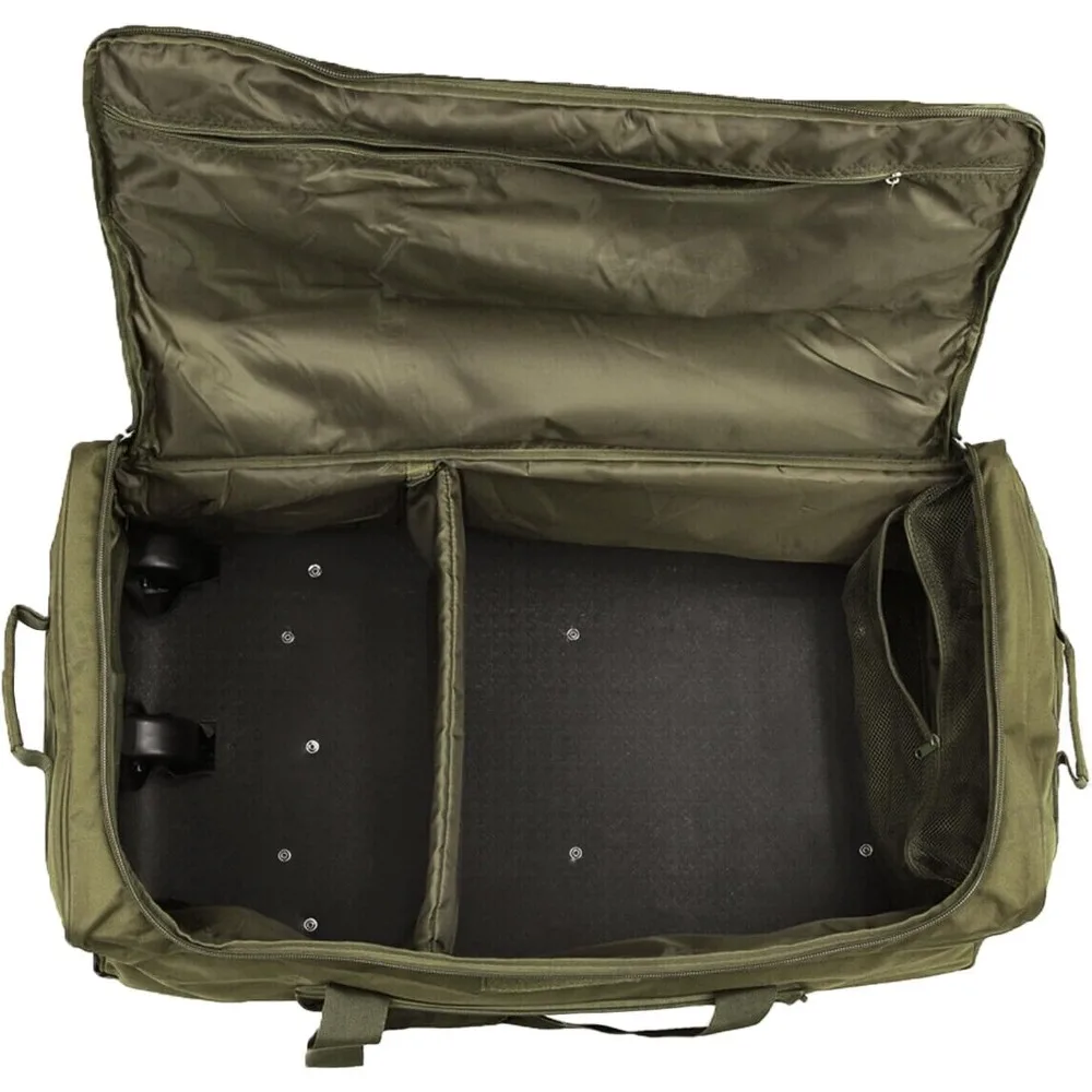 حقيبة كبيرة جدًا من القماش الخشن للسفر، عسكرية تكتيكية، للتخييم مع عجلات، حل تخزين طويل الأمد