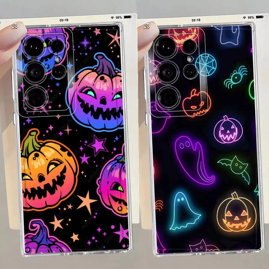 Casing untuk Samsung Galaxy S23 Ultra S25 Edge S24 S22 FE S21 Note 20 Ultra 10 S20 Plus Sampul Ponsel Lembut Lucu Halloween