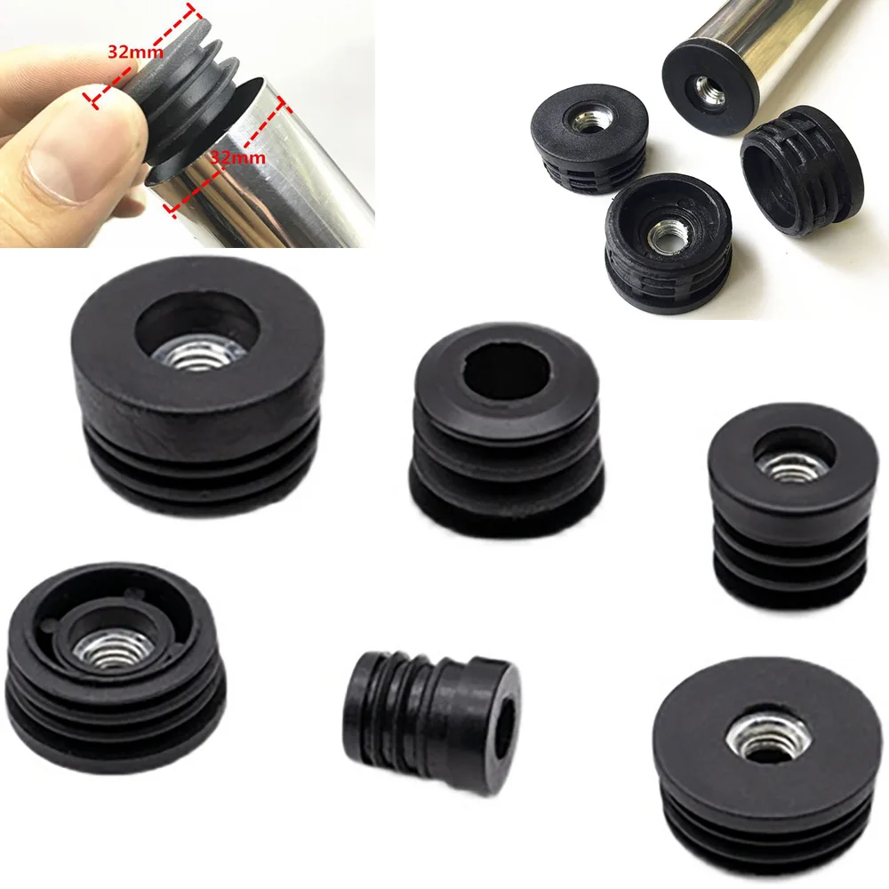 4/2pcs Round Black Furniture Leg Pipe Hole Plugs With Nut Blacks Blanking M6/m8 Spin-in Type Balance Adjustable Wheel Accessorie