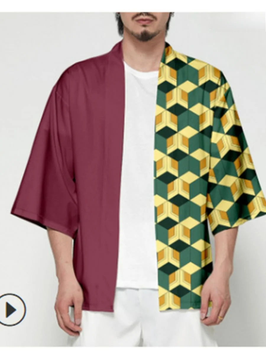 

loween Anime Demon Slayer Adult And Children's Costume Chara And Bean Print Kimono Polyester Material Traditional Chinese ...