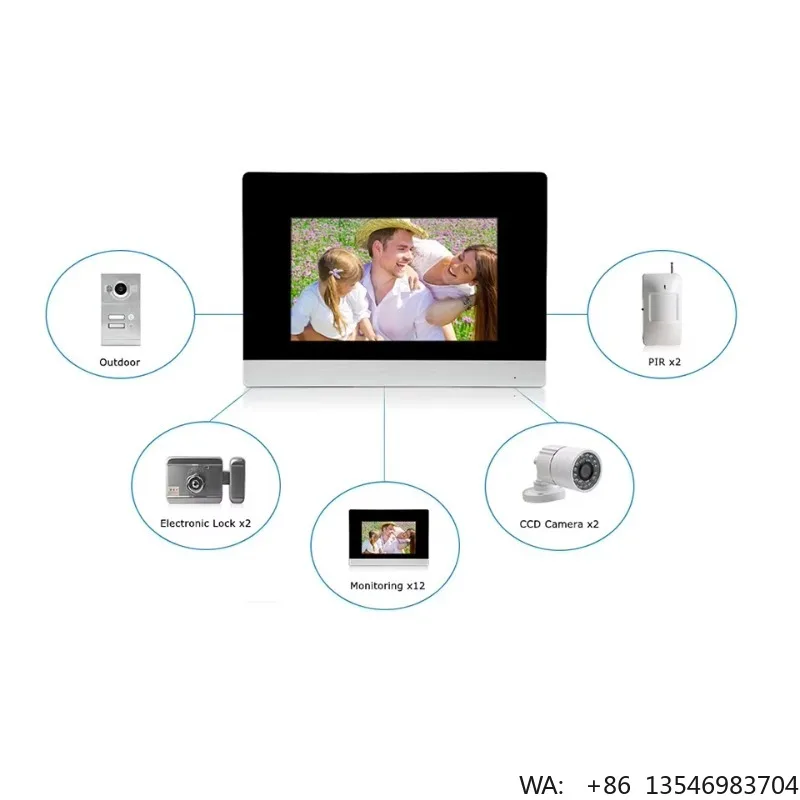 Waterproof Villa Video Intercom for Home 4-Wire Tuya 7 Inch Touch Screen HD Video Doorbell with Metal Housing