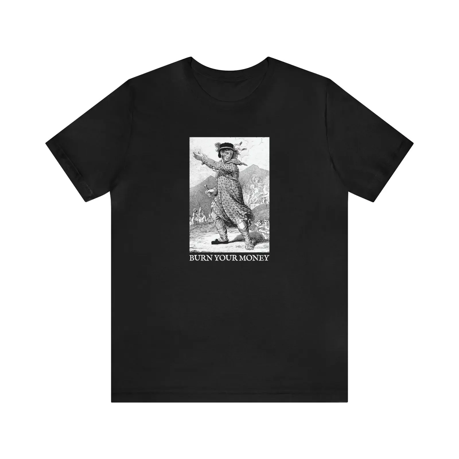 Burn Your Money Ned Ludd Luddite T shirt vintage Washed Unisex Stretched Versatile graphic homme Casual Comfortable Soft