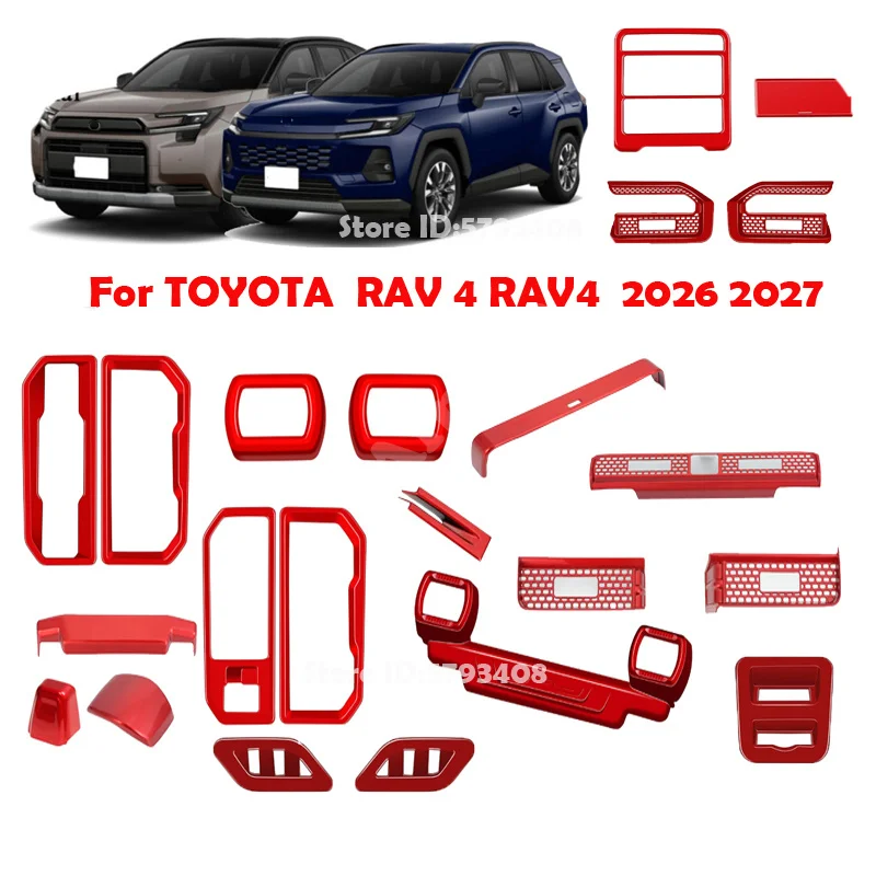 For TOYOTA RAV 4 RAV4 2026 2027 ABS Red Interior Gear box Shift head Knob Air Vent Outlet Wireless charging  readlamp cover