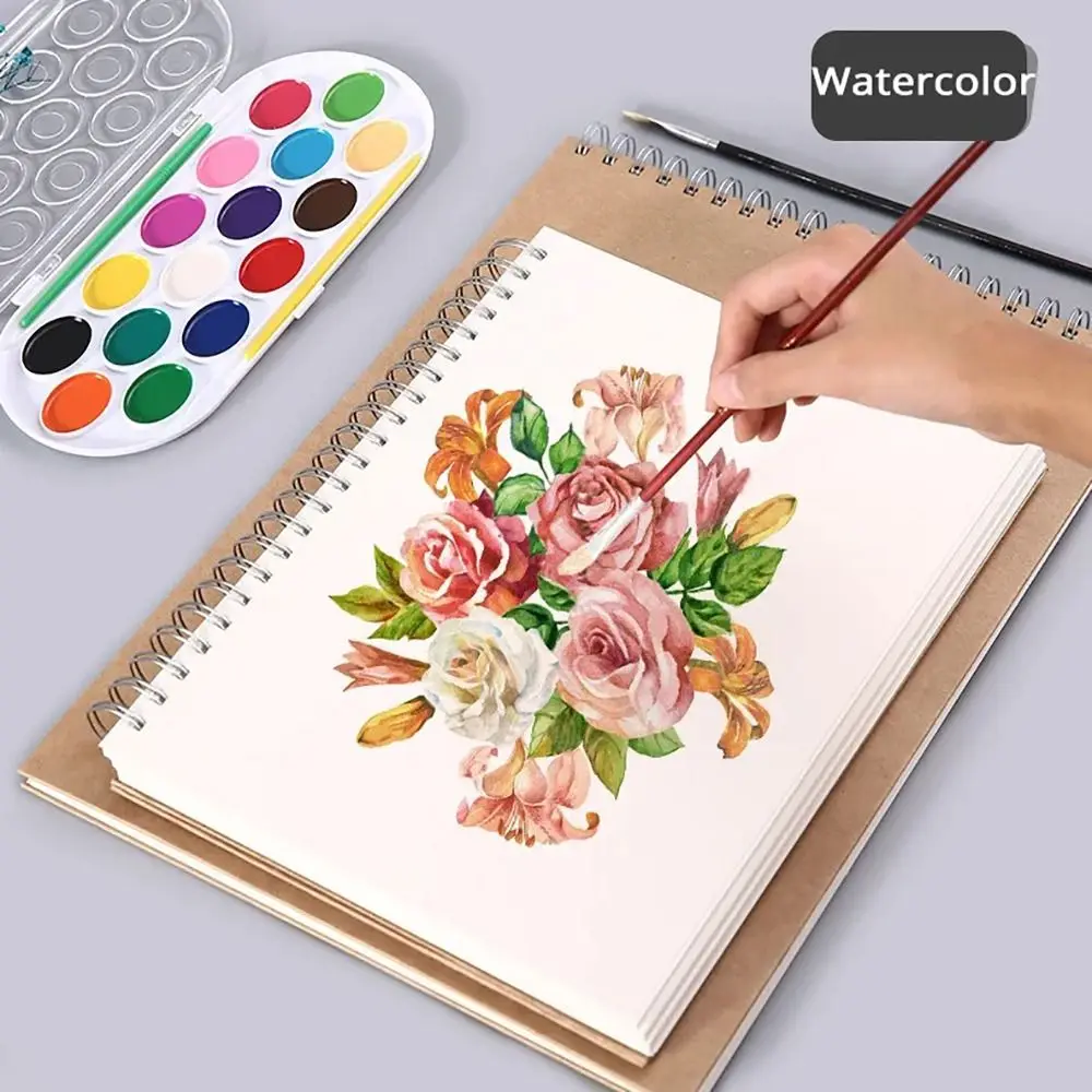 Thickening Kraft Paper Art Sketchbook Flip-up 30Sheets/60Pages Drawing Notepad A4/8K/16K/32K/A3 Blank Painting Paper Gift