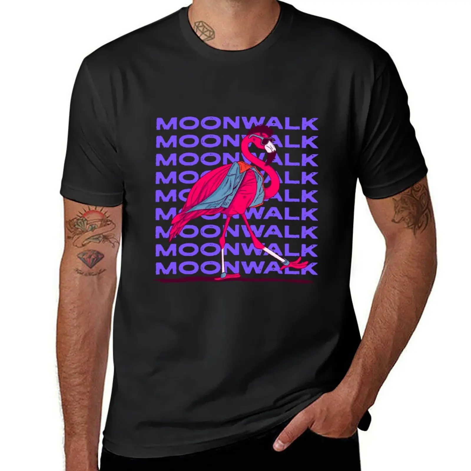 

Funky Flamingo Moonwalk Tee: Dance the Night Away T-Shirt customs design your own boys animal print Blouse t shirt for men