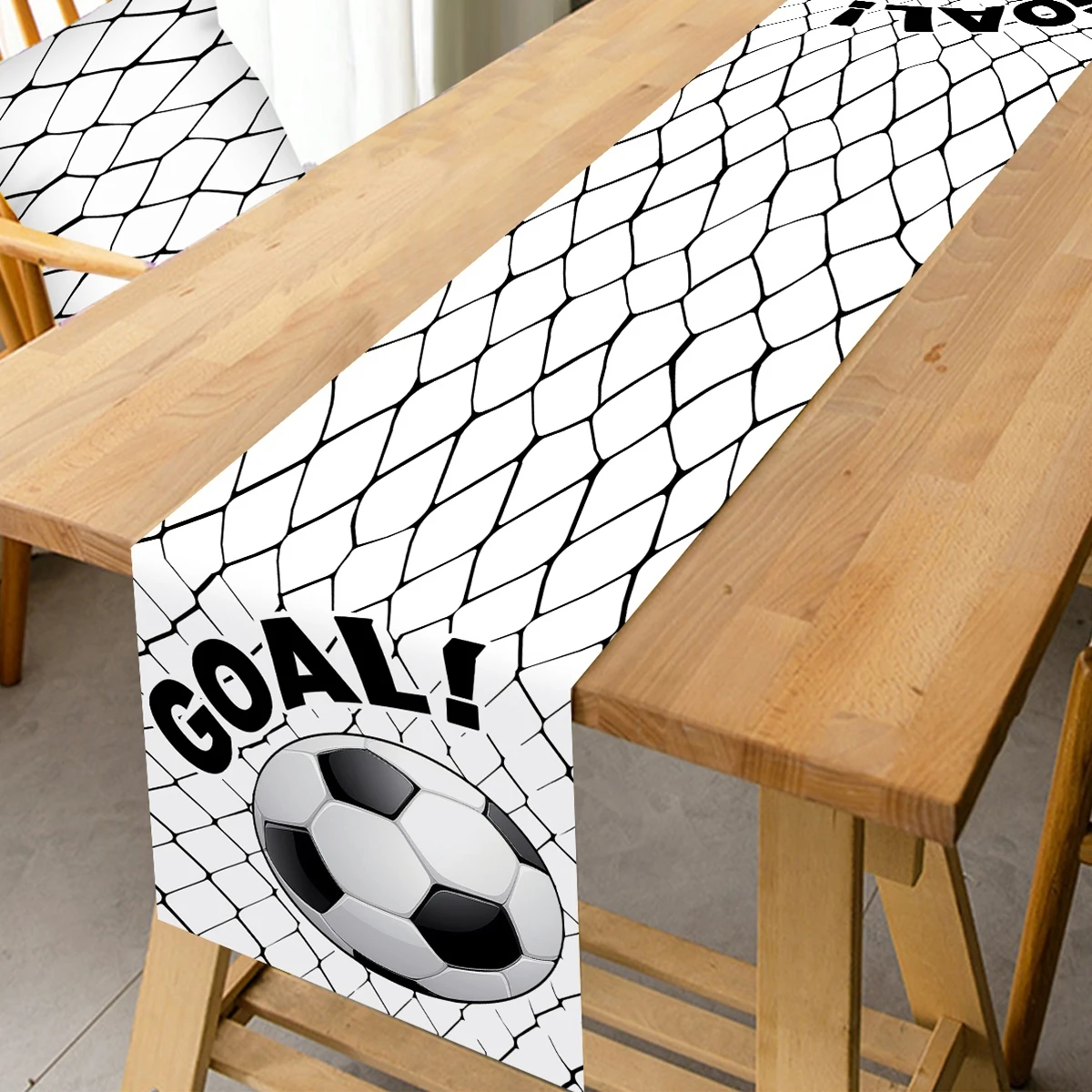 1pc Soccer Birthday Table Runner Black White Football Table Flag Racetrack Table Covers Race Car Themed Party Decoration