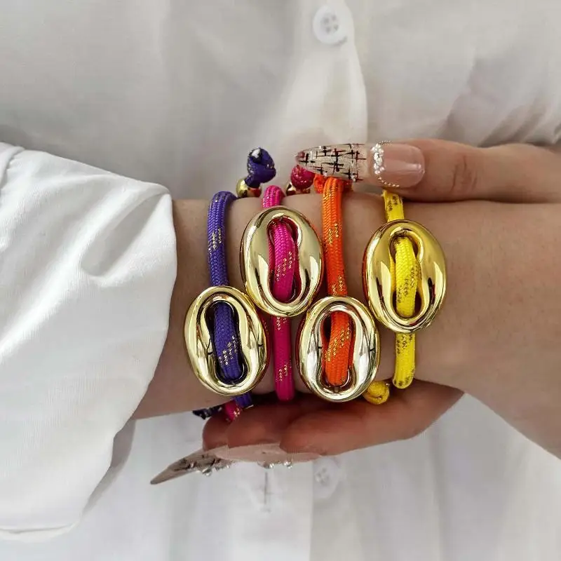 1 PCS Fashionable Multicolor Pig Nose Bracelet Adjustable Dopamine Color Palette Woven Cord