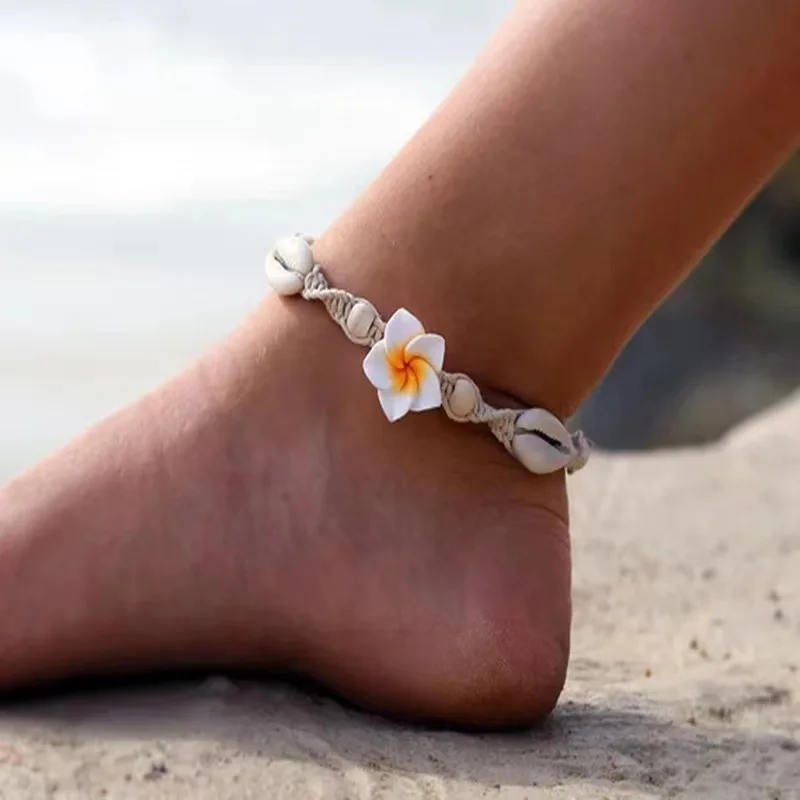 Boho Seestern Muschel Muschel Perlen Fußkettchen Armband auf dem Bein Ananas Blume Fußkettchen barfuß für Frauen Bein kette Strands chmuck