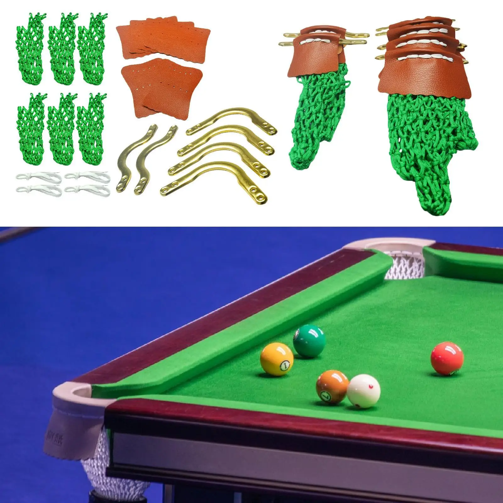 

6Pcs Web Pockets Billiards Mesh Pocket Drop Bag Accessories Snooker Heavy Duty Hollow Out Supplies Net Pockets Billiards Nets
