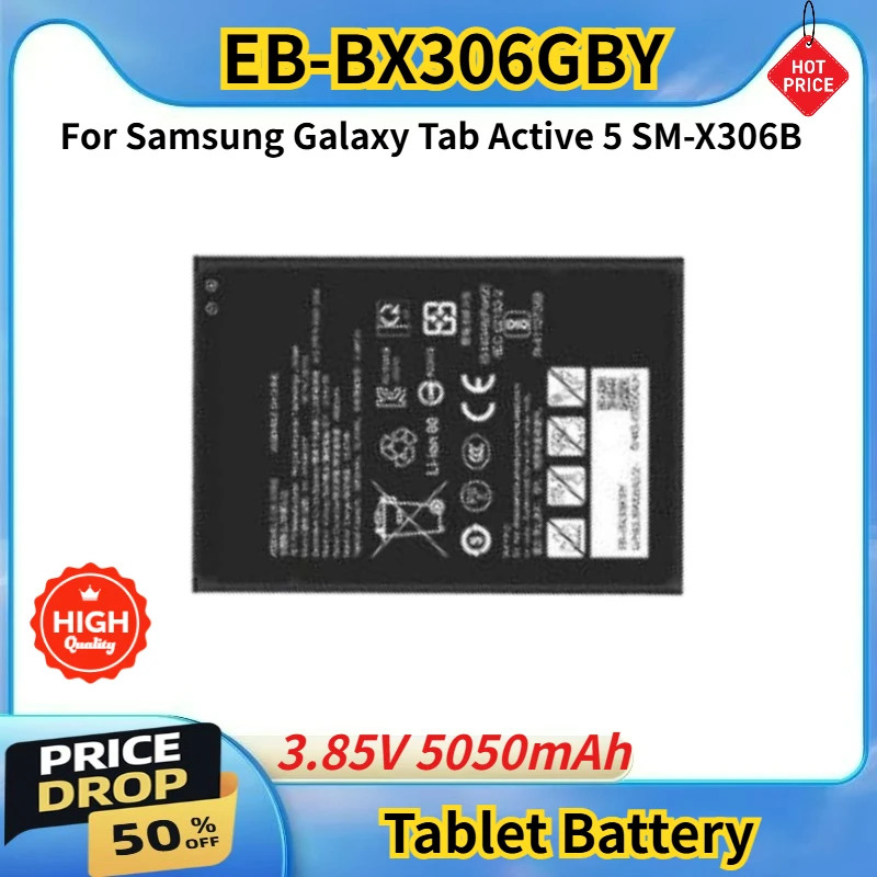 

Высококачественная новая сменная батарея EB-BX306GBY для Samsung Galaxy Tab Active5 SM-X306B, 3.85V 5050mAh