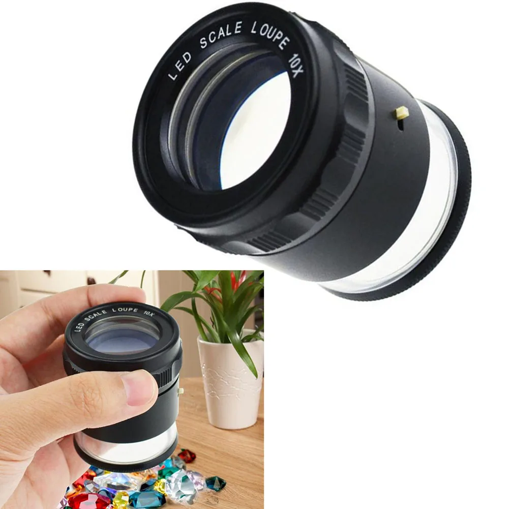 Illuminated Magnifier Tube with Crosshair Ruler and Fine Graduation 0.1mm for Work in Watchmaking and Education