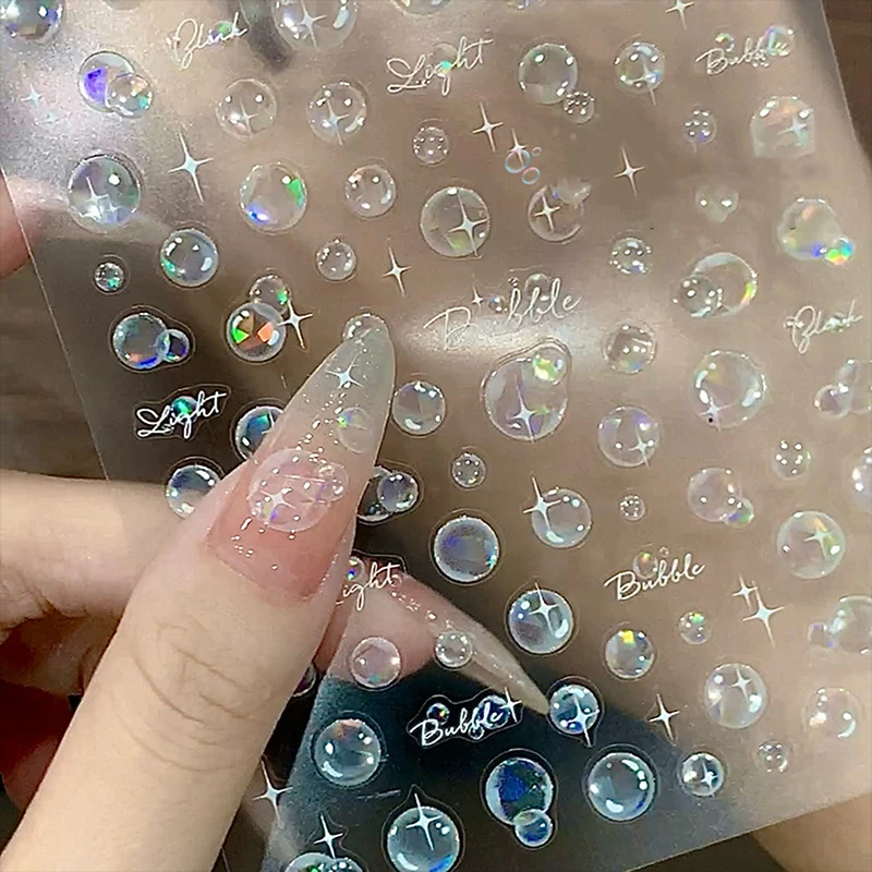 1 Pc Dreamy Summer Shells Water Bubbles Nail Stickers Multi-Functional Relief Thin And Tough Nail Stickers