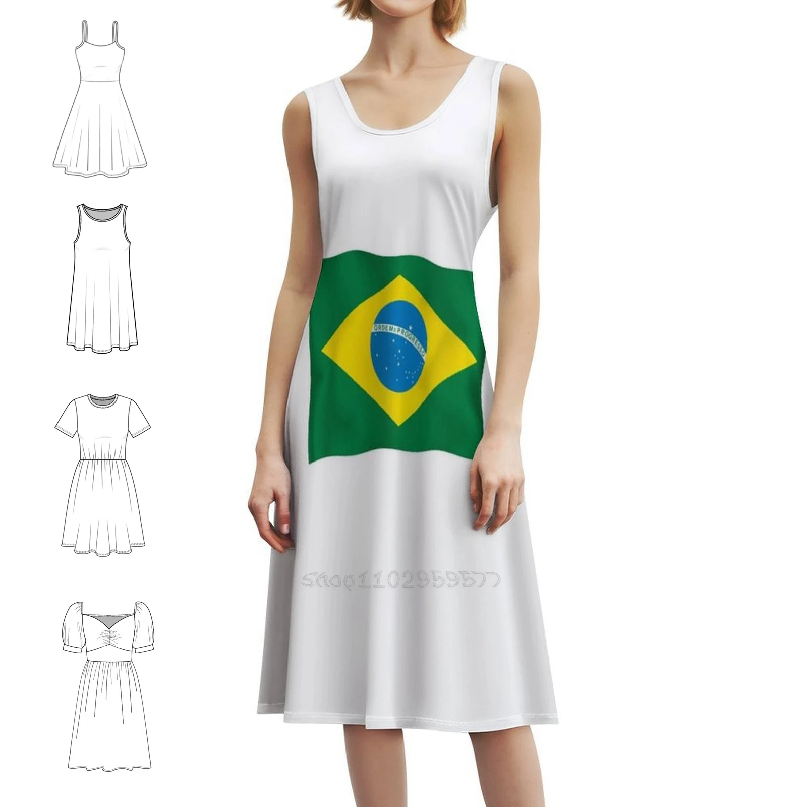 

3D анимированное размахивающееся флаг Бразилии, богемное платье без рукавов для женщин, пляжные вечерние платья с принтом, флаг Бразилии, национальный флаг