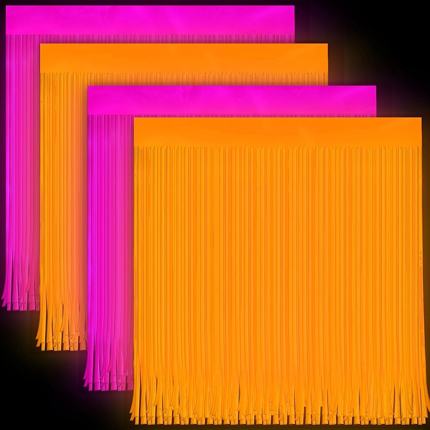 4 pièces de serpentins fluorescents néon macaron orange et fuchsia qui brillent dans le noir, fournitures de fête