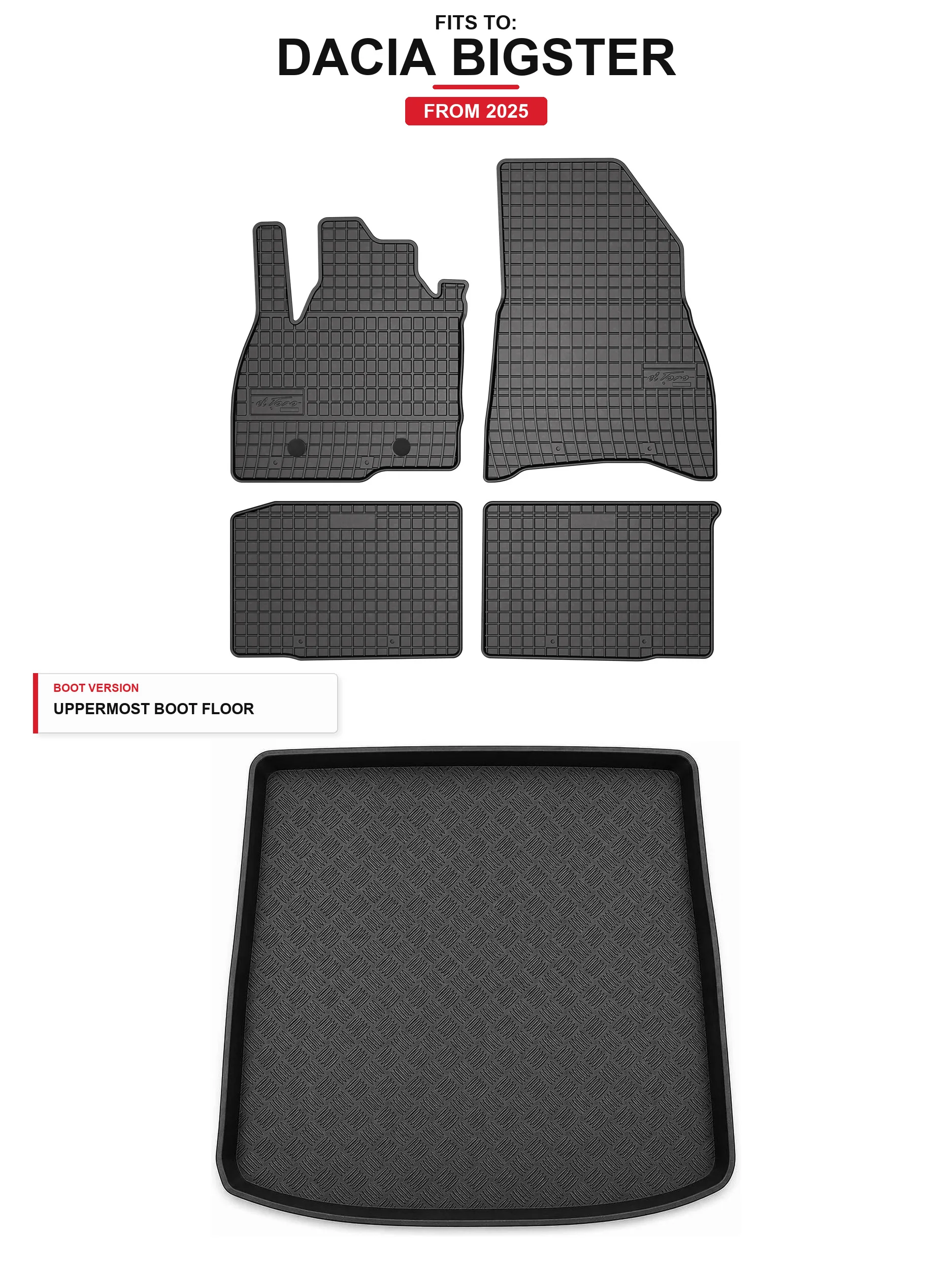 Solidpro Rubber Matten + Kofferbakmat Voor: Dacia Bigster 2025- 5 El.