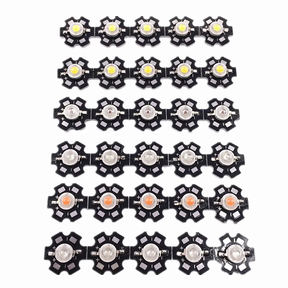 25pcs 3W Cree High Power LED Light-Emitting Diode LEDs Chip With Aluminum Star PCB Warm White Cold White Red Green Blue Yellow