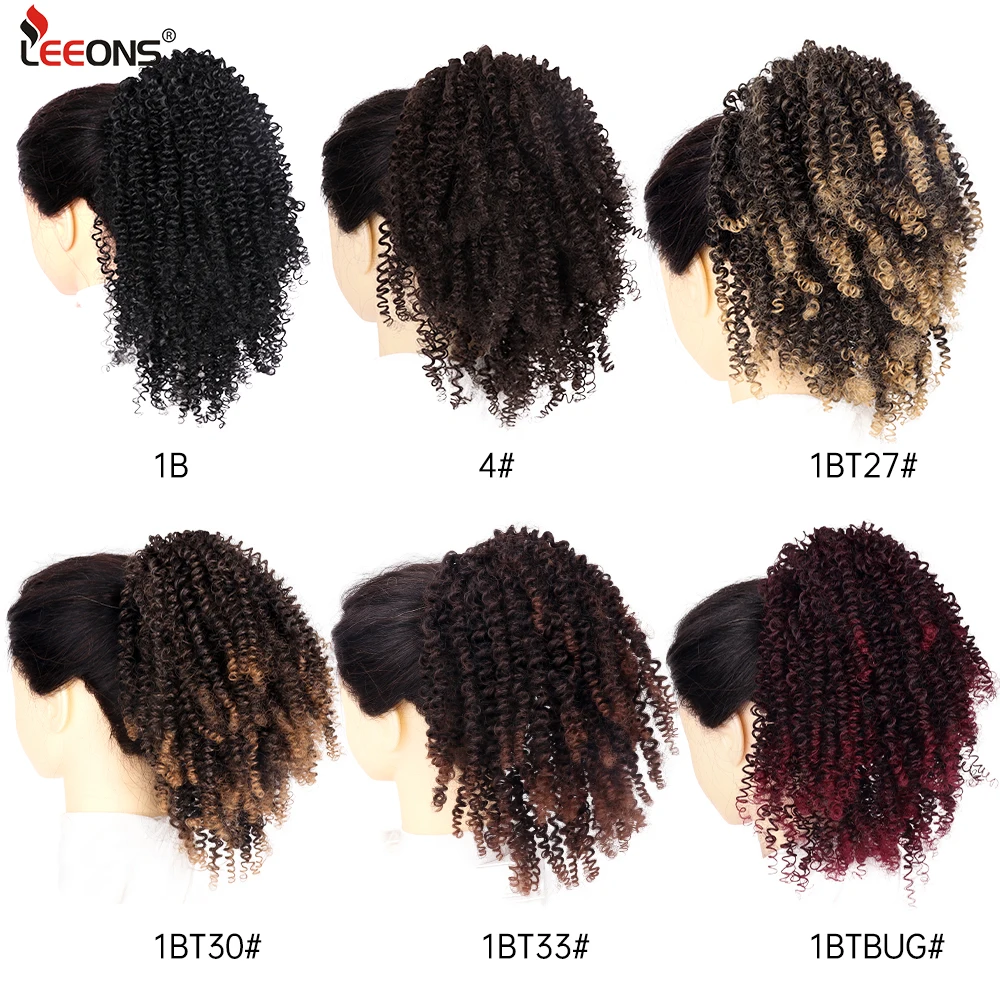 Extensão de rabo de cavalo encaracolado Kinky curto para mulheres negras, hairpiece natural do cordão, sopro do afro, sintético, 10