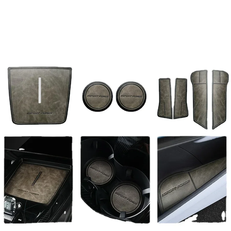 Car Gate Groove Pad Anti-Slip Mats Leather Car Door Slot Mats Console Cup Holder Coast Accessories For BYD Seal EV 2022 2023