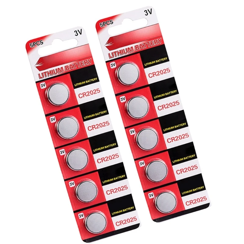 Pack Of 10pc/5pc CR2025 Coin Cell 3V Lithium Button Batteries Long Last Power