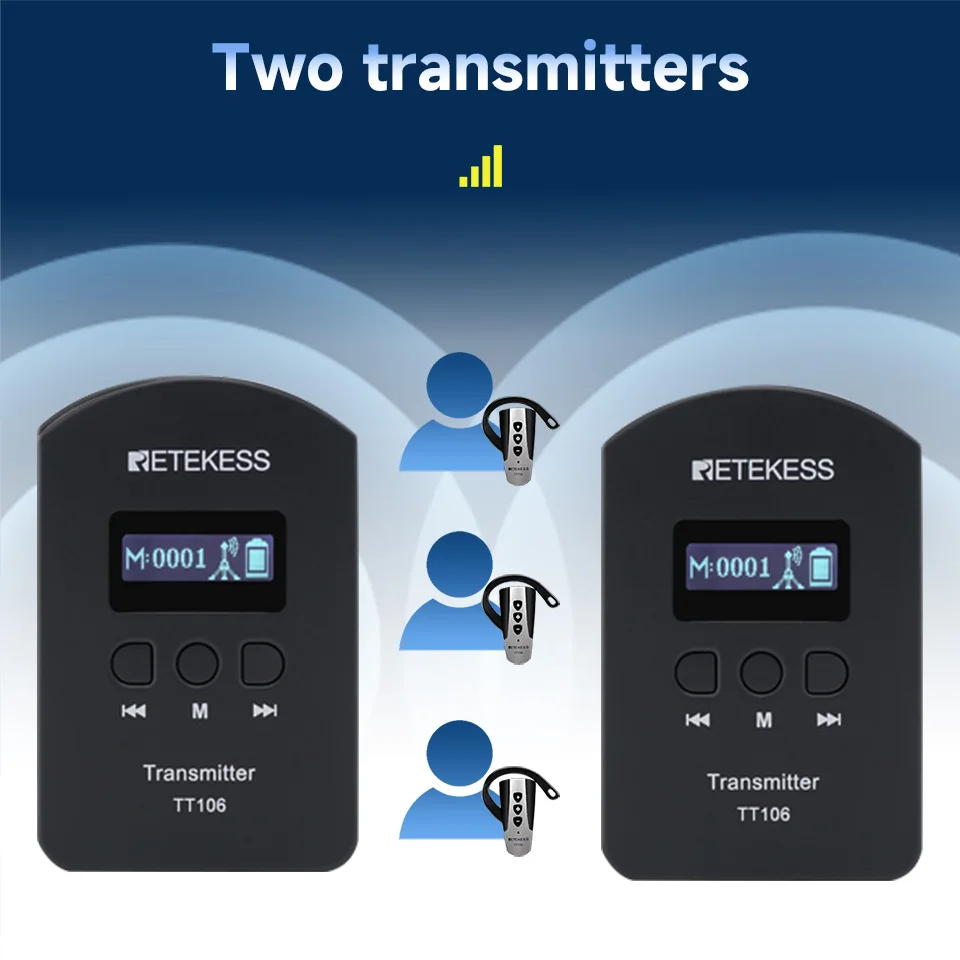 REKETESS TT106 2.4G UHF Audio-Guiding-System Reiseleiter-System Ohrbügel-Kopfhörer für Tourismus, Kirche, Übersetzung, Konferenz – Detail 3