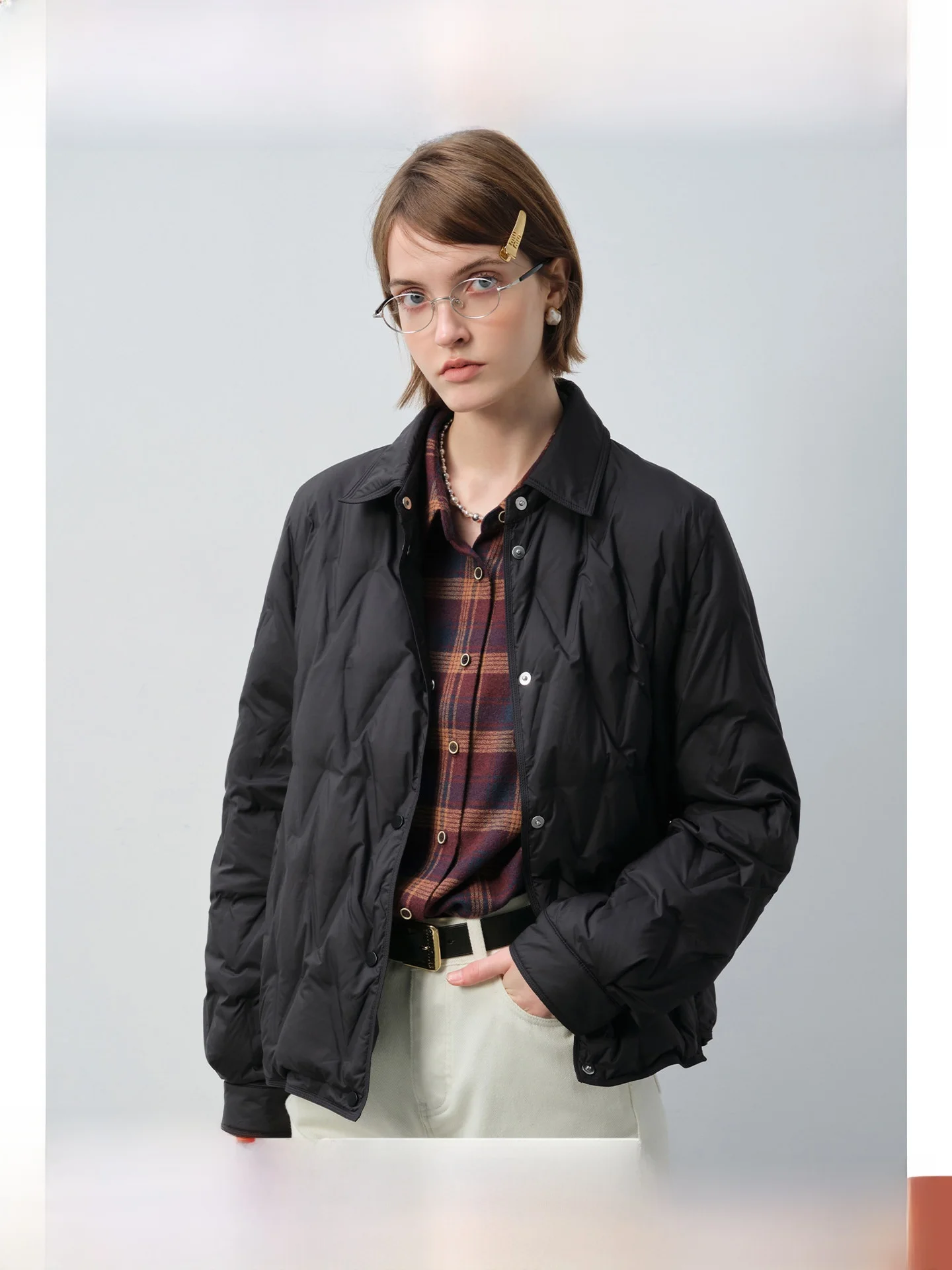 

Cool Bla Quilted ort Puffer Jaet plus Size Women's Loose Outerwear Spring Faion for Plump Women Straight Cut Warmth