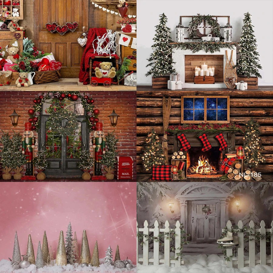 Latar Belakang Fotografi Natal Jendela Salju Musim Dingin Latar Belakang Bayi Baru Lahir untuk Foto Studio Photophone Photocall Poster Spanduk