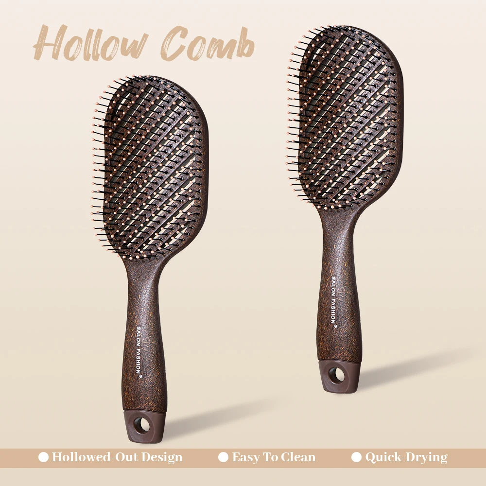 1 cepillo de pelo esponjoso y hueco, desenredante, para uso en seco y mojado, antiestático, para masaje del cuero cabelludo, herramientas de peinado para mujer, regalo navideño