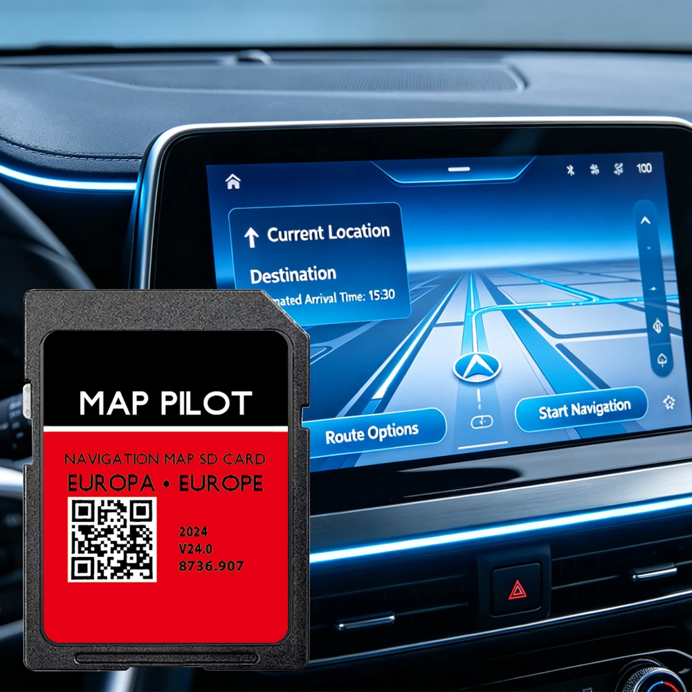 Carte SD de navigation GPS Becker MAP PILOT 8736.907 V24 pour mise à niveau des systèmes de navigation des voitures Mercedes Classe A, B, C, E, CLA, CLS, GLA, GLK (carte Europe)