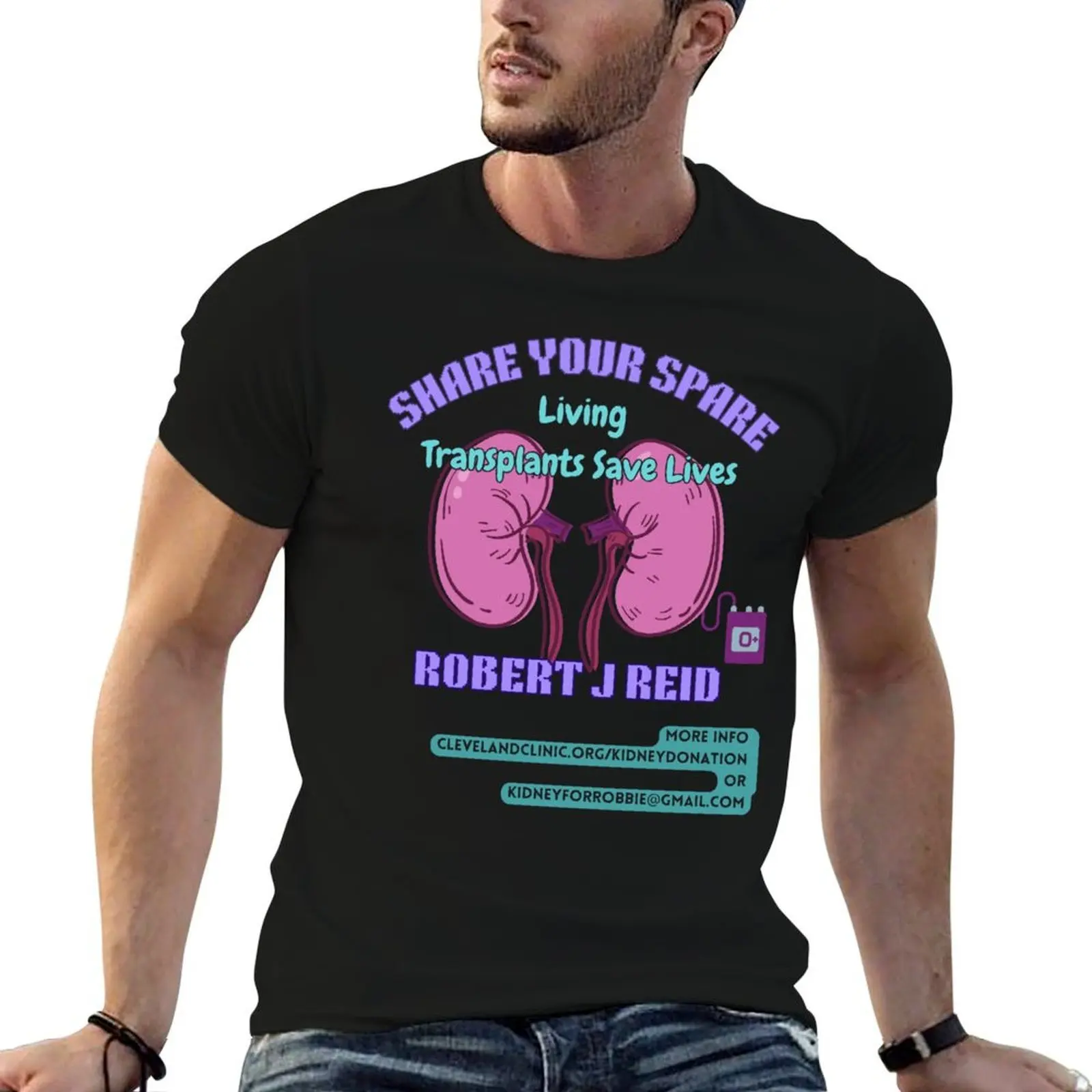 Kidney for Robbie T-Shirt Summer Print Short Sleeve Tee