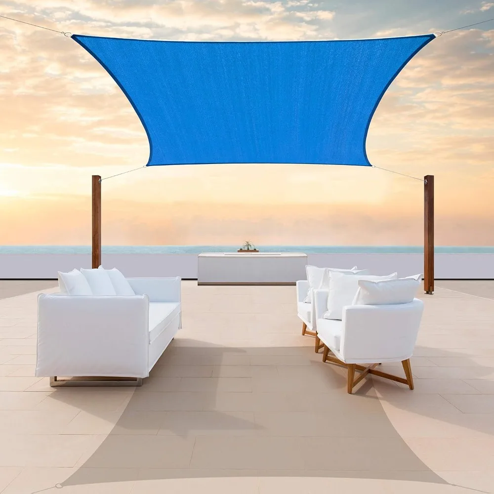 

16' x 16' Blue Square CTAPS16 Sun Shade Sail Canopy Mesh Fabric UV Block UPF50 - Commercial Heavy Duty - 190 GSM - 3 Years Warr