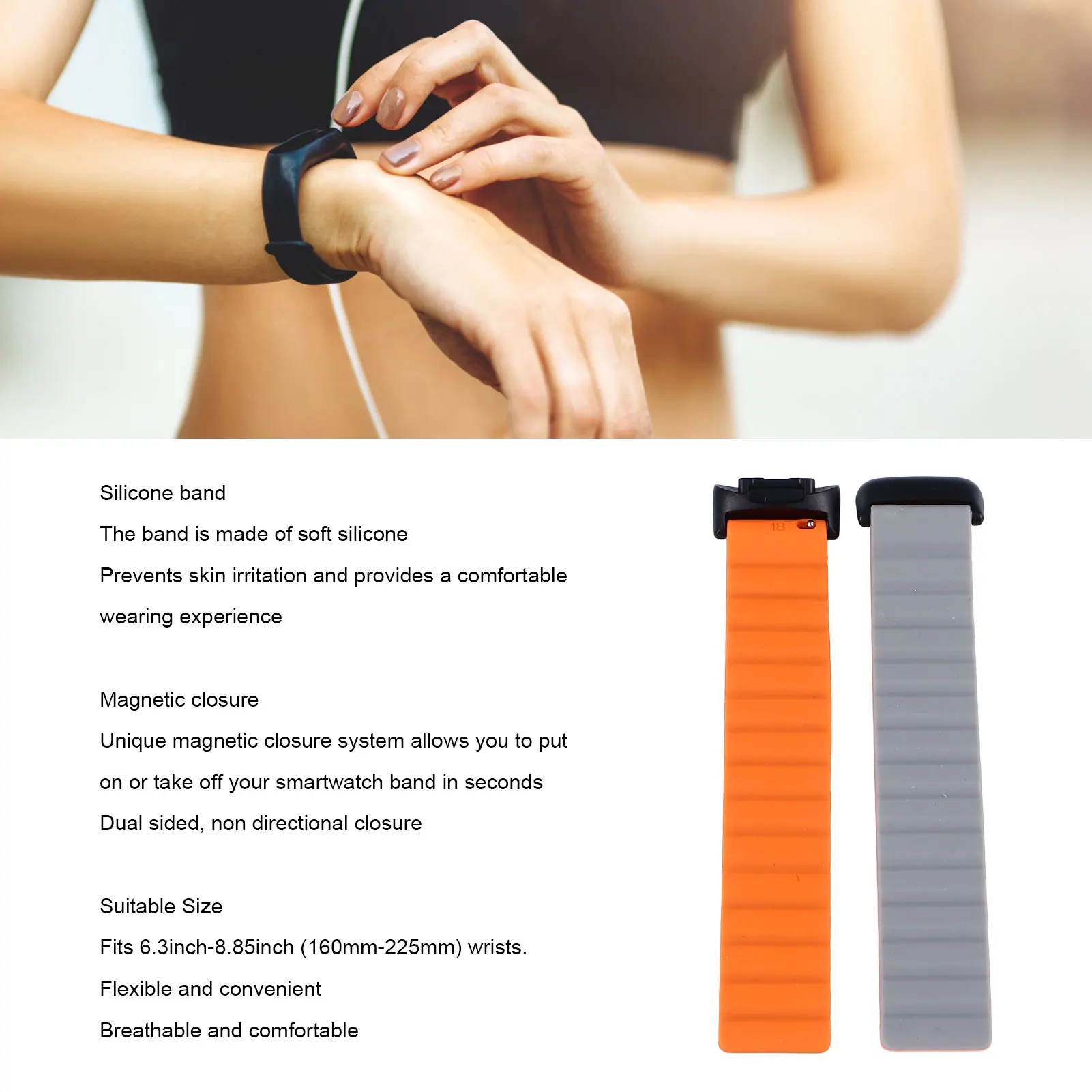 أساور ساعات احترافية بحزام سيليكون وأساور معصم بديلة مغناطيسية قوية لشحن 6/5 #1