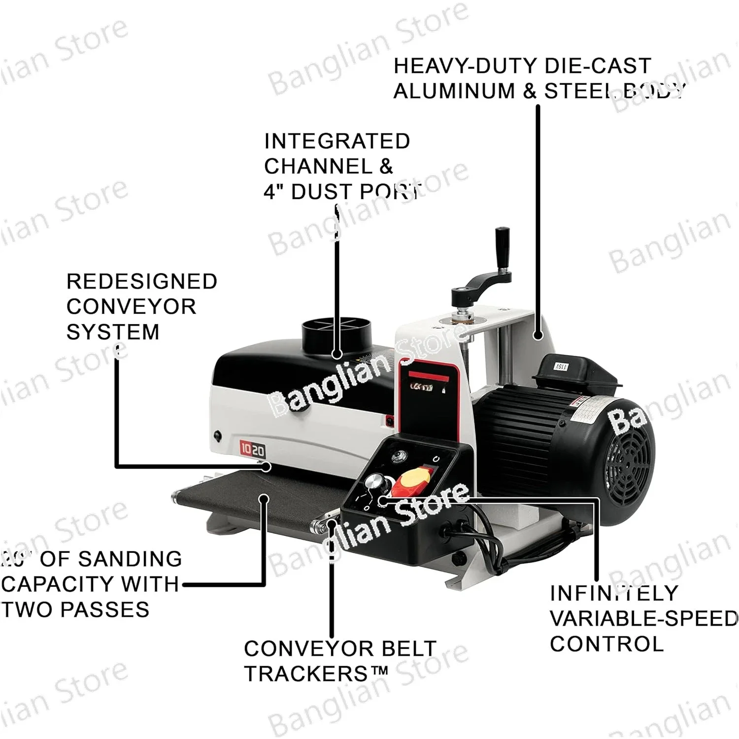 10 Inch Desktop Drum Sander, 10 FPM, 1Ph 115V (JWDS-1020)