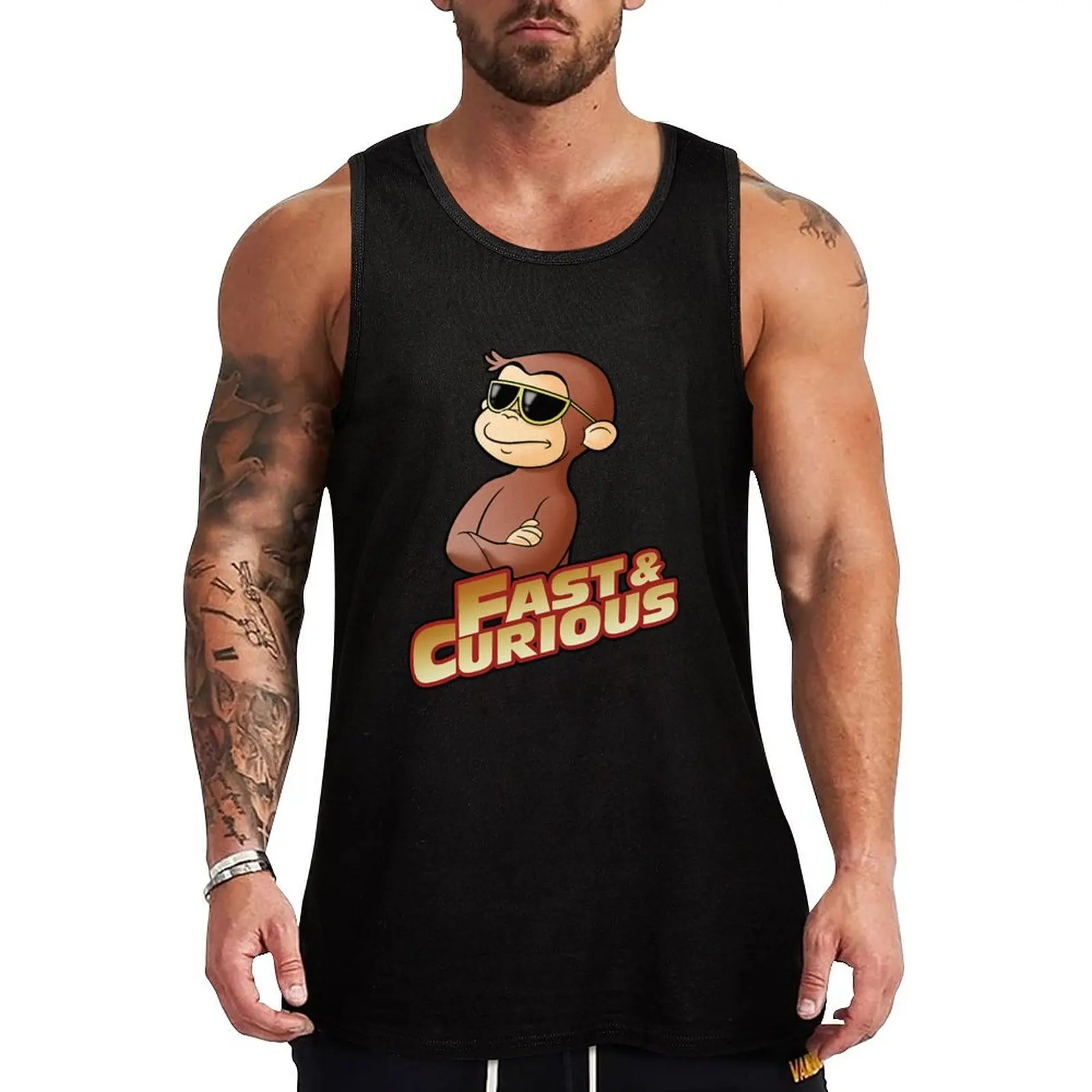 

Curious George T-ShirtFAST AND CURIOUS V2 Tank Top Sweat Resistant Tank Top Moisture Wicking Gym Wear